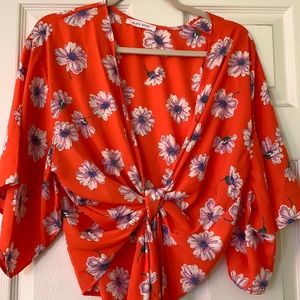 Floral Tie Front Top